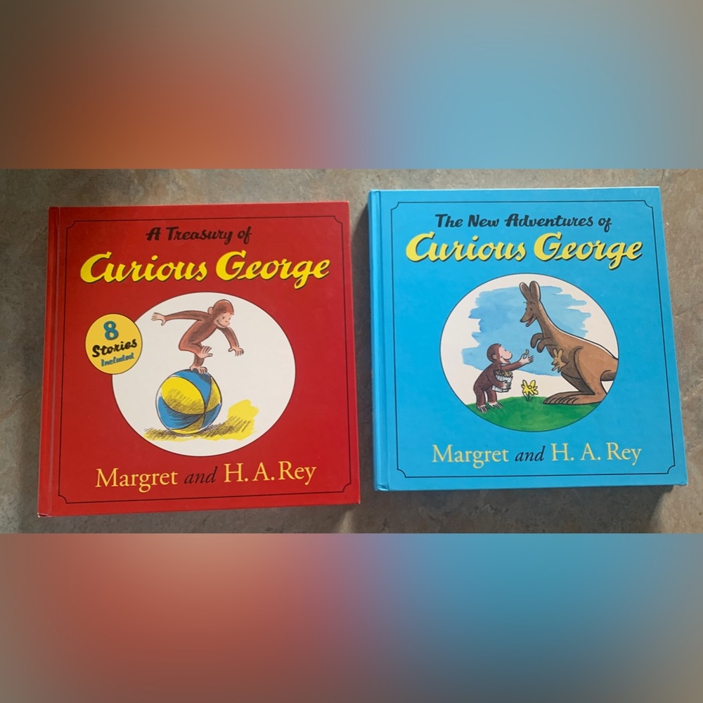 2 Curious George books- 16 stories